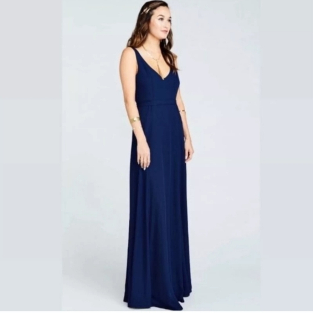 SHOW ME YOUR MUMU Jenn RICH NAVY Chiffon FLOWY Maxi DRESS Bridesmaid GOWN Size M